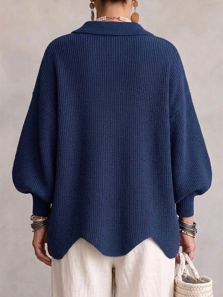 Shiryl – Langærmet Strikket Cardigan Med Krave og Knapper