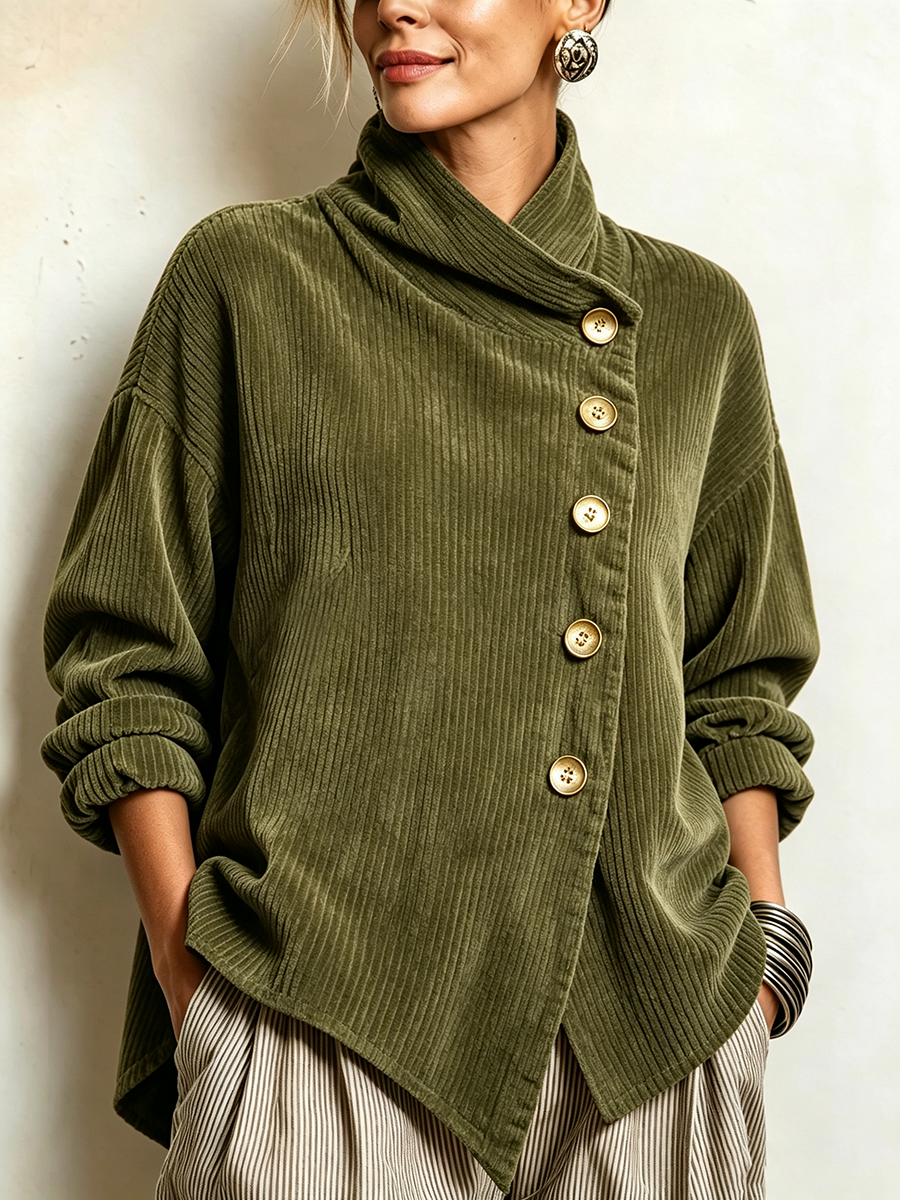 Moniza – Asymmetrisk Cardigan I Fløjl Med Knapper