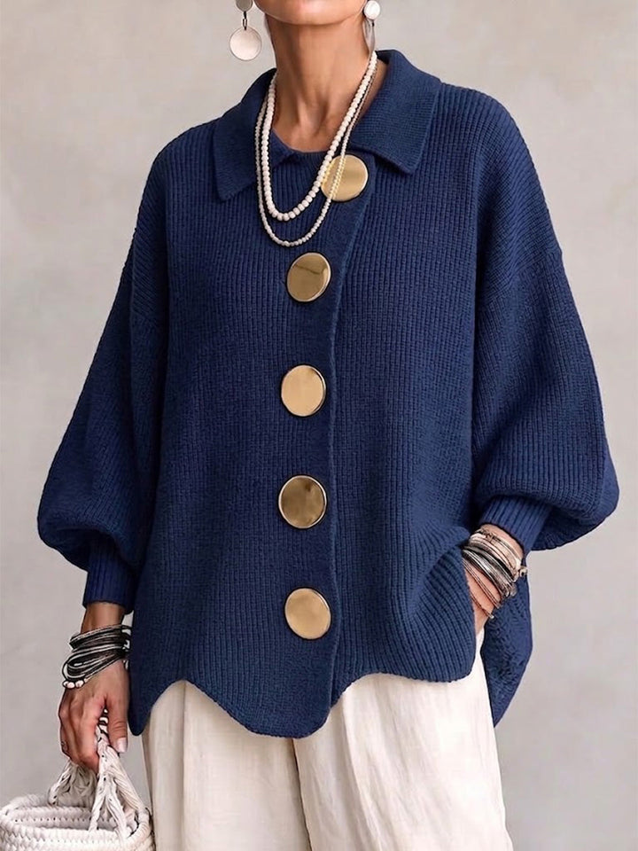 Kizzi – Overdimensioneret Cardigan Med Guldknapper