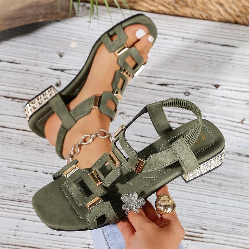 Tashaa - Slingback Ballerina Sandaler Med Smykkesten