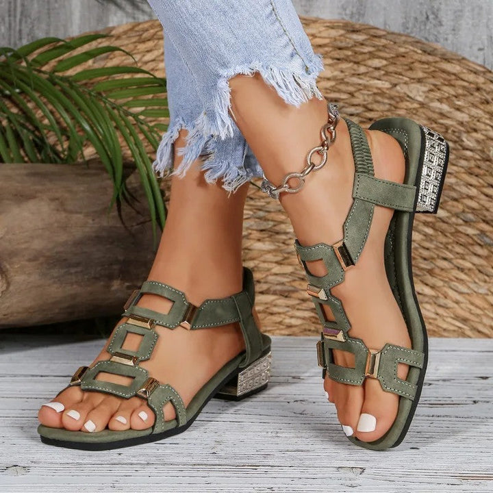 Tashaa - Slingback Ballerina Sandaler Med Smykkesten