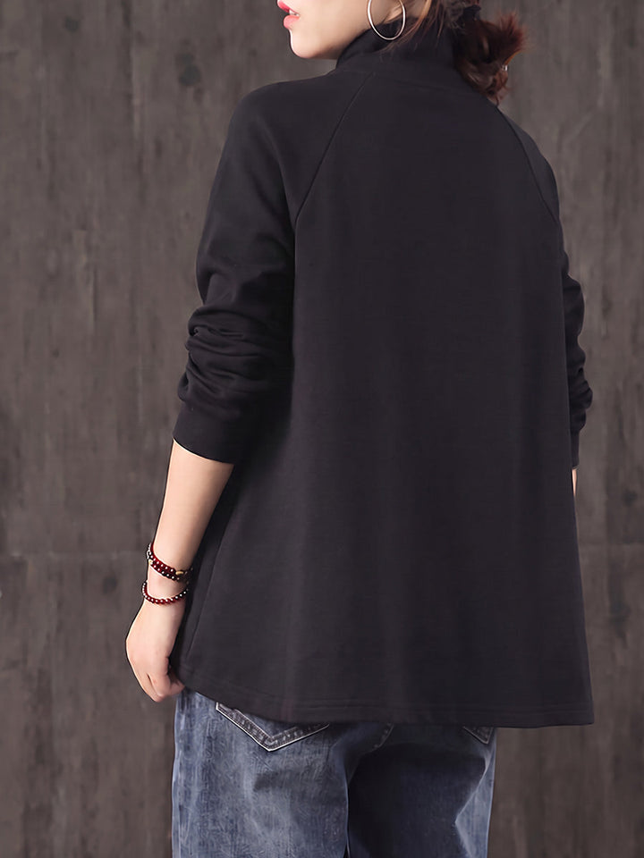 Safia – Oversized Bluse Med Høj Hals