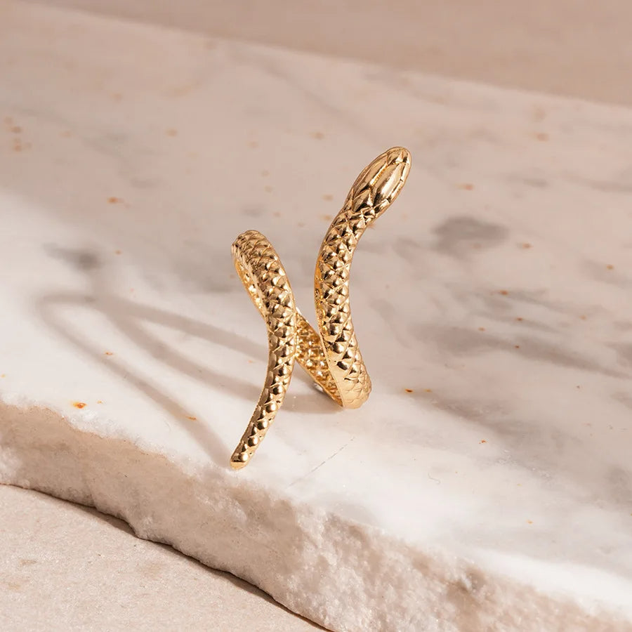 Zevella – Sæt Med Armbånd Og Ring Med Skulptureret Slangemotiv