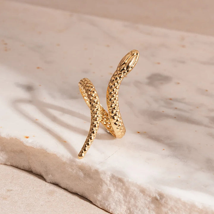 Zevella – Sæt Med Armbånd Og Ring Med Skulptureret Slangemotiv