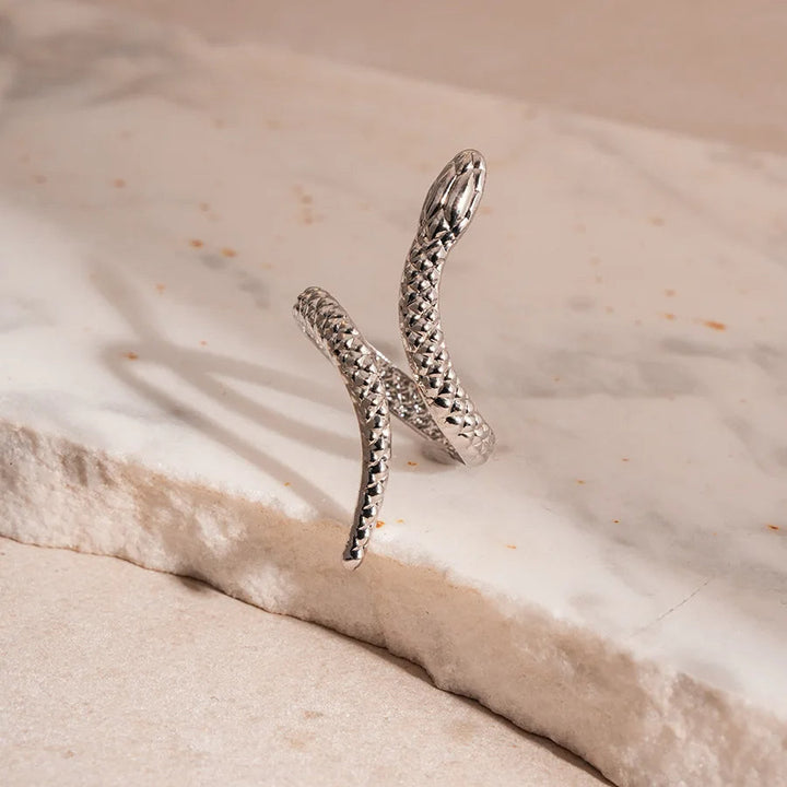 Zevella – Sæt Med Armbånd Og Ring Med Skulptureret Slangemotiv