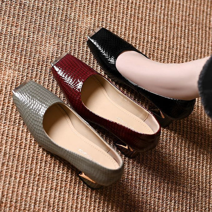 Jeong - Pumps Med Firkantet Hæl Og Slangemønster