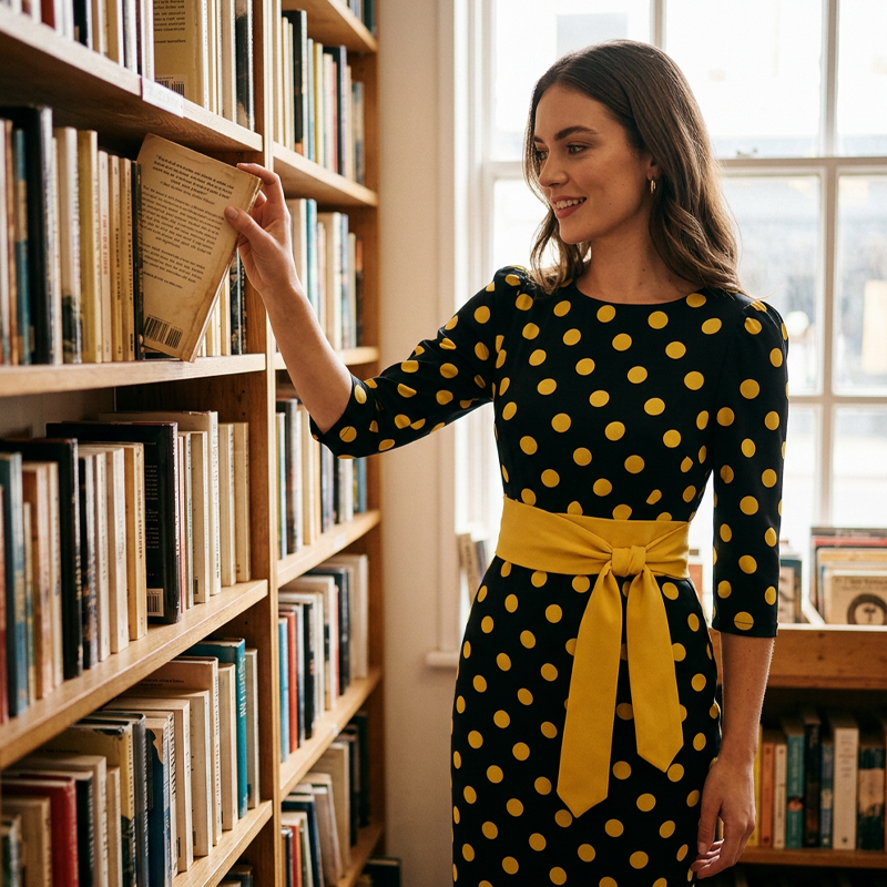 Konila – Elegant Retro-Kjole Med Prikker