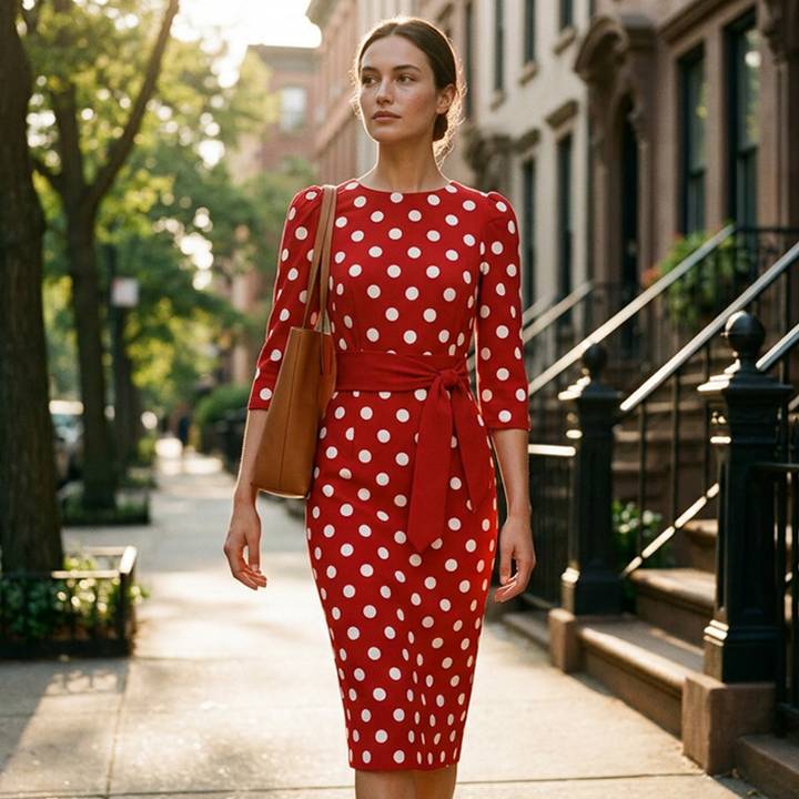 Konila – Elegant Retro-Kjole Med Prikker