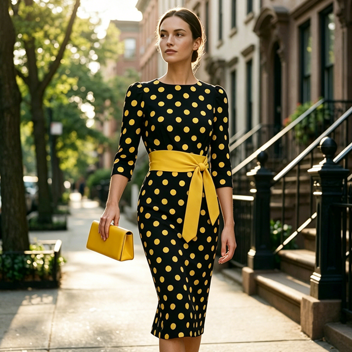 Konila – Elegant Retro-Kjole Med Prikker