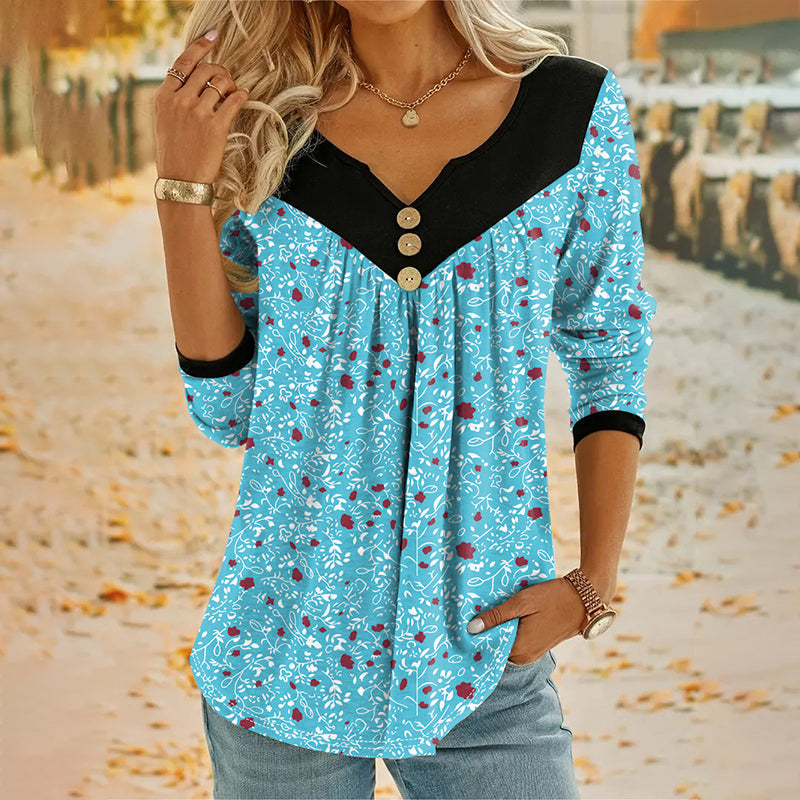 Sheloni – Langærmet Bluse Med Knapper Og Blomsterprint