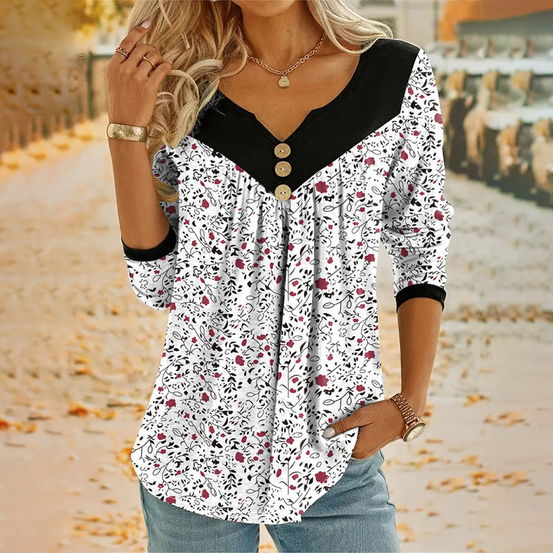 Sheloni – Langærmet Bluse Med Knapper Og Blomsterprint