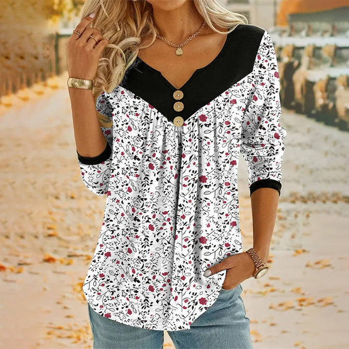 Sheloni – Langærmet Bluse Med Knapper Og Blomsterprint