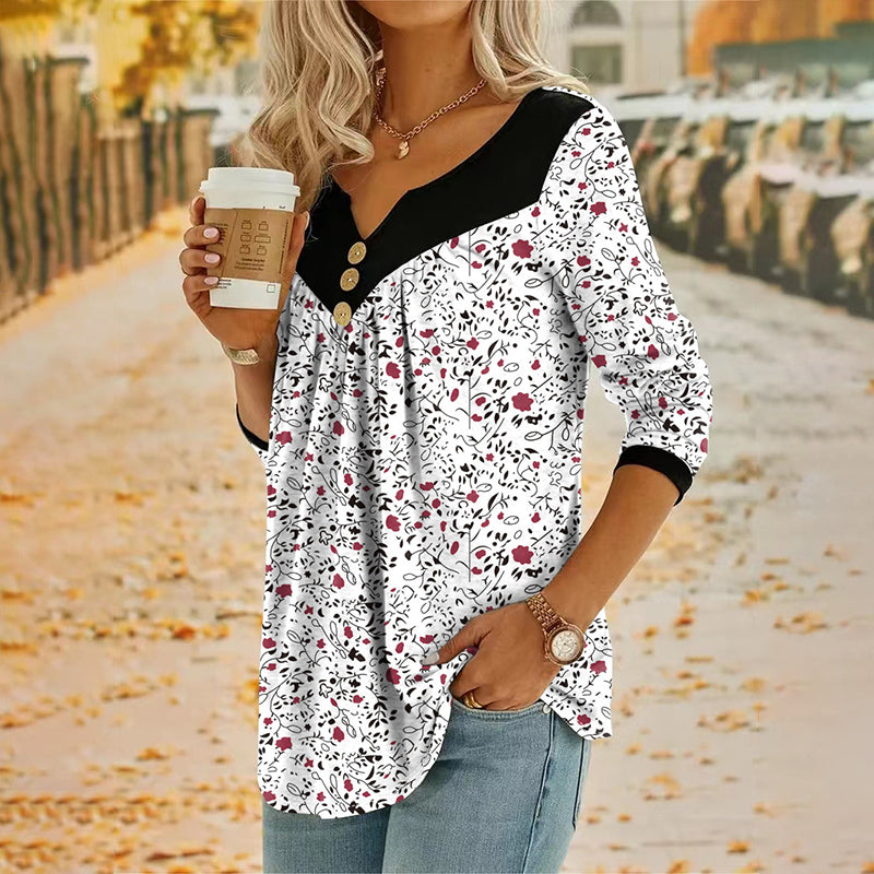 Sheloni – Langærmet Bluse Med Knapper Og Blomsterprint