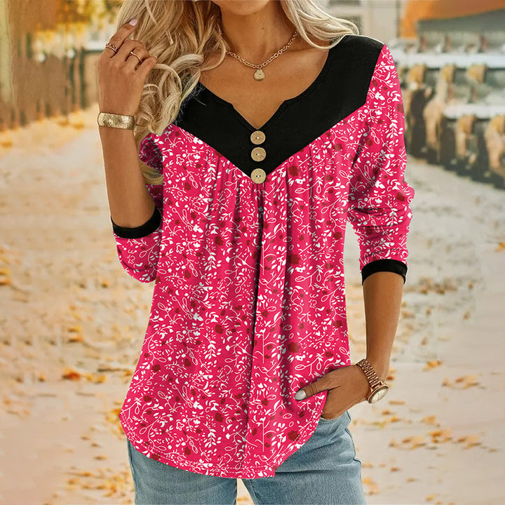 Sheloni – Langærmet Bluse Med Knapper Og Blomsterprint