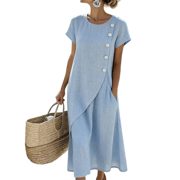 Alia - Elegant Asymmetrisk Kjole Med Rund Halsudskæring