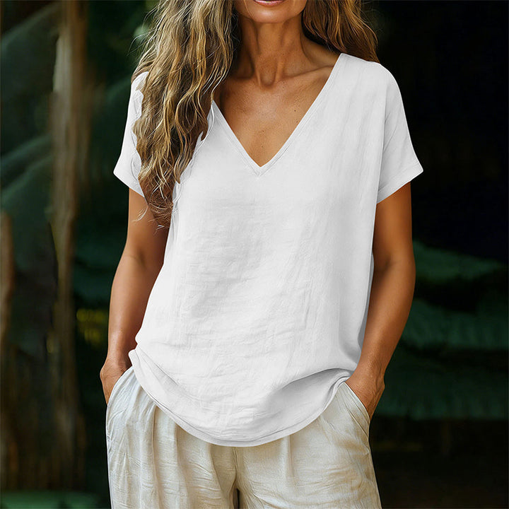 Norrah – T-Shirt Med V Udskæring