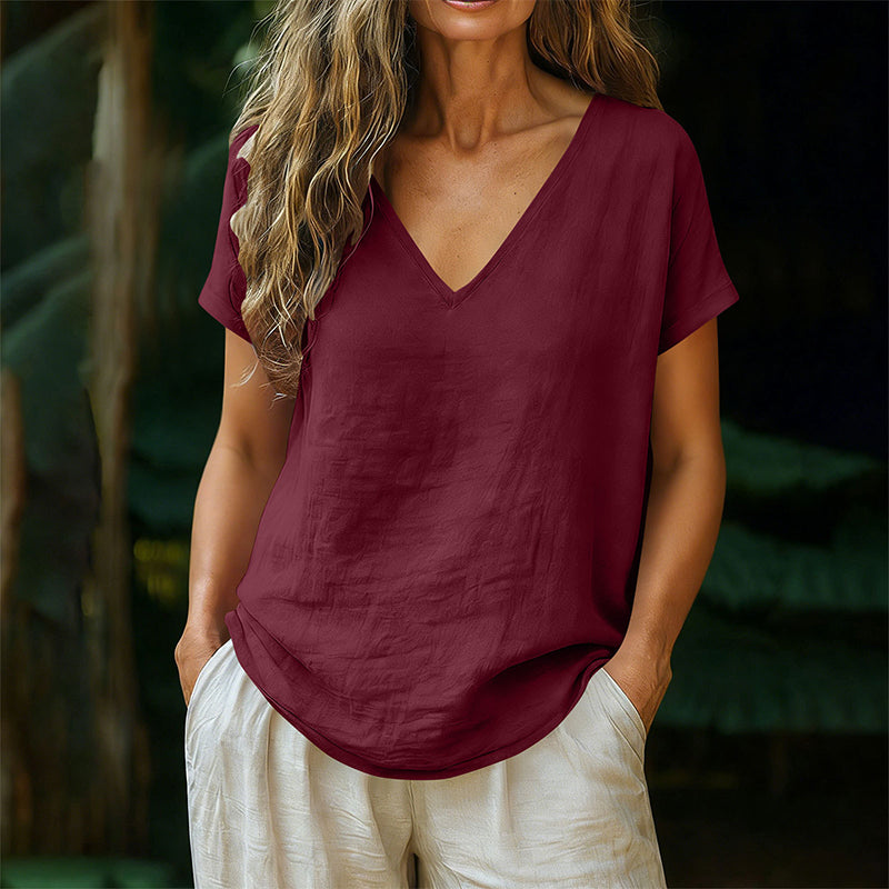 Norrah – T-Shirt Med V Udskæring