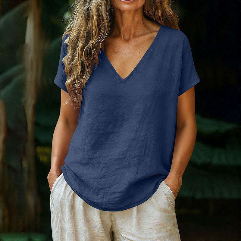 Norrah – T-Shirt Med V Udskæring