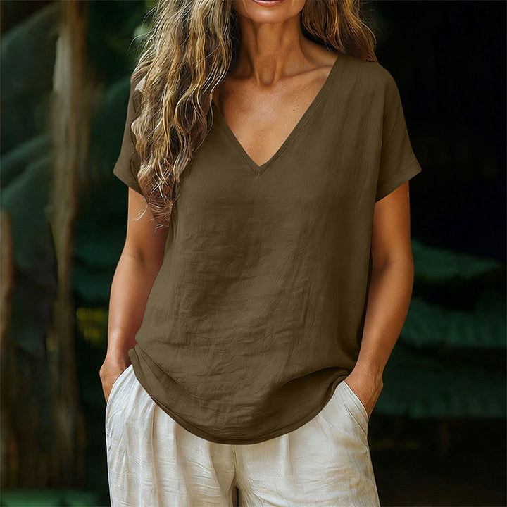 Norrah – T-Shirt Med V Udskæring
