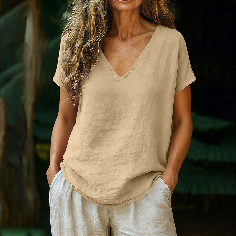 Norrah – T-Shirt Med V Udskæring