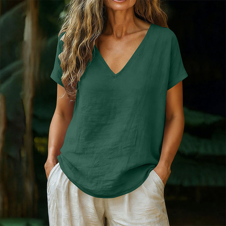 Norrah – T-Shirt Med V Udskæring