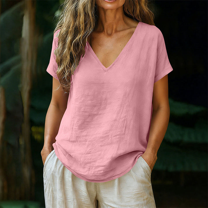 Norrah – T-Shirt Med V Udskæring