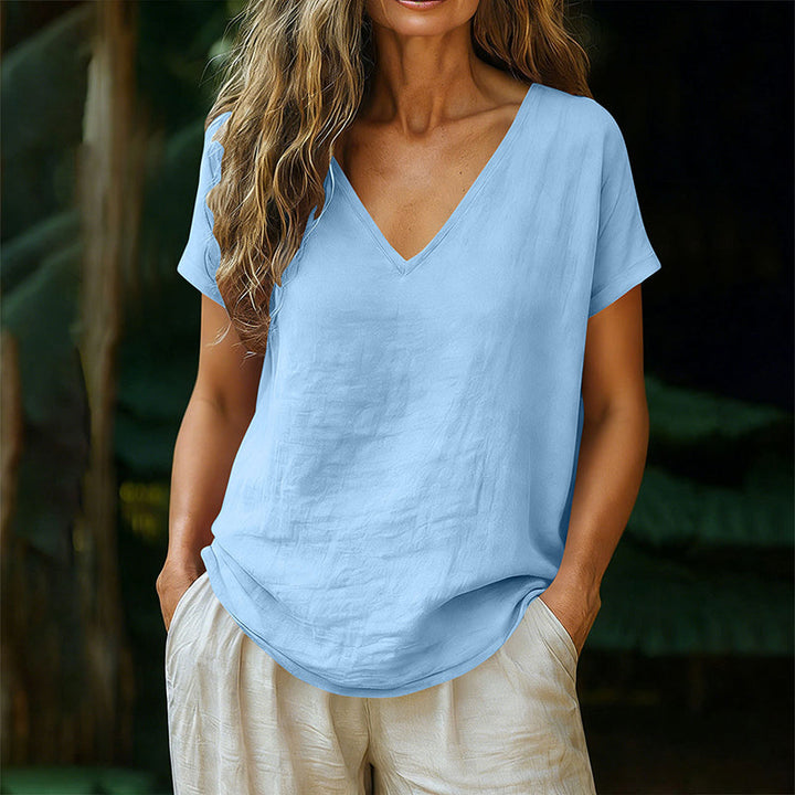 Norrah – T-Shirt Med V Udskæring