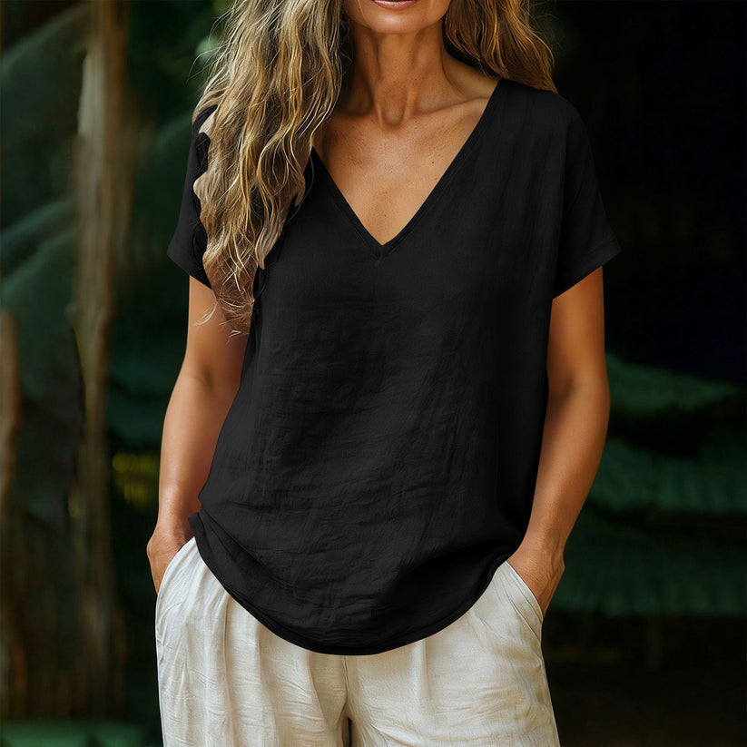 Norrah – T-Shirt Med V Udskæring