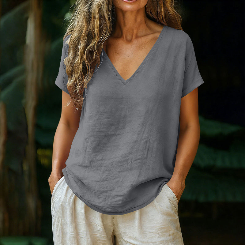 Norrah – T-Shirt Med V Udskæring