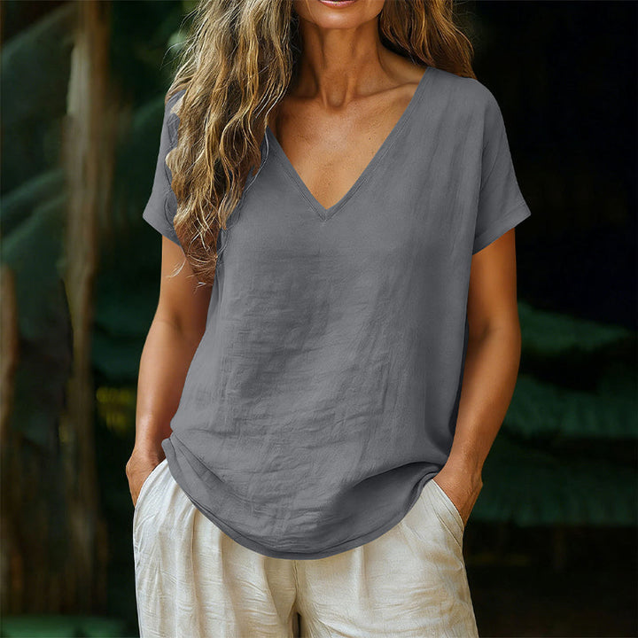 Norrah – T-Shirt Med V Udskæring
