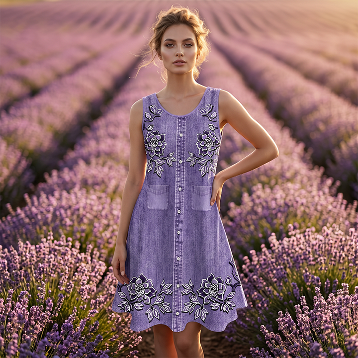 Carien – Ærmeløs Blomsterkjole
