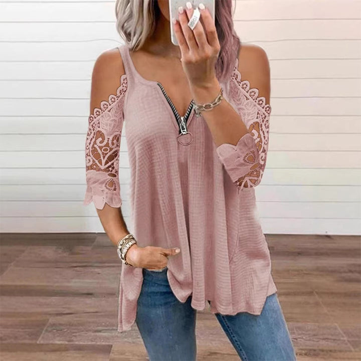 Palchuk - Elegant Bluse I Blonder Med Åbne Skuldre
