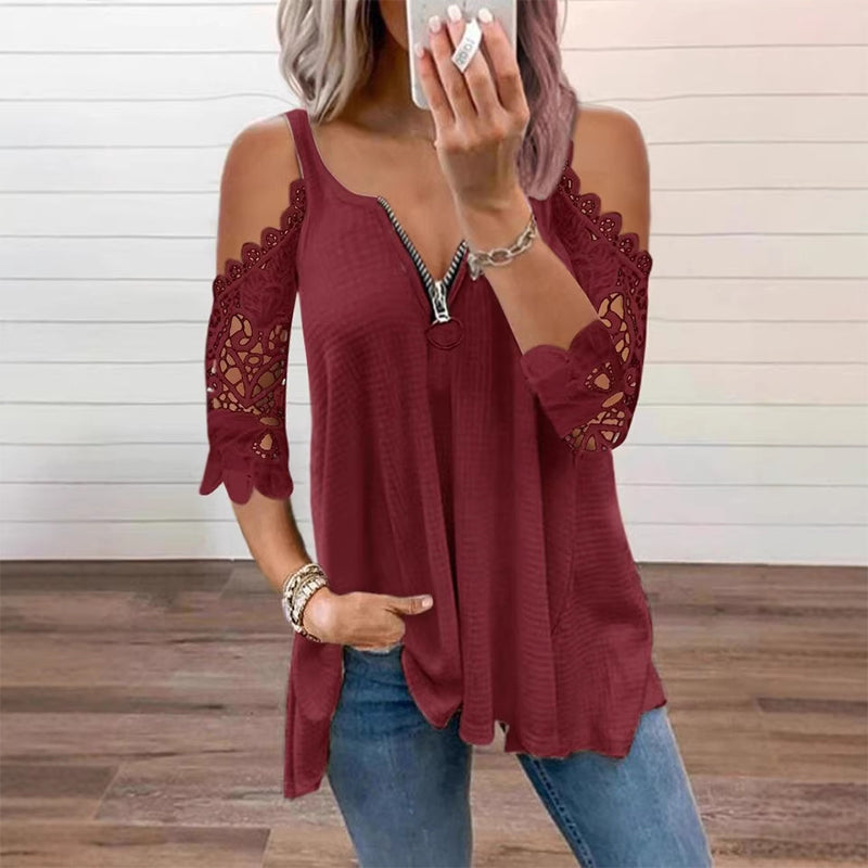 Palchuk - Elegant Bluse I Blonder Med Åbne Skuldre