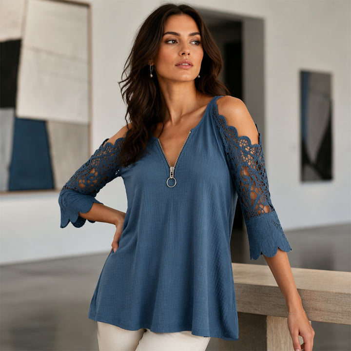 Palchuk - Elegant Bluse I Blonder Med Åbne Skuldre