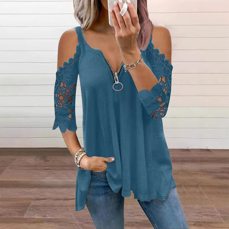 Palchuk - Elegant Bluse I Blonder Med Åbne Skuldre