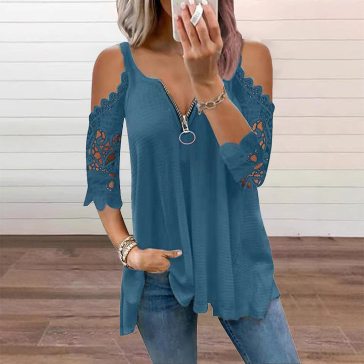 Palchuk - Elegant Bluse I Blonder Med Åbne Skuldre