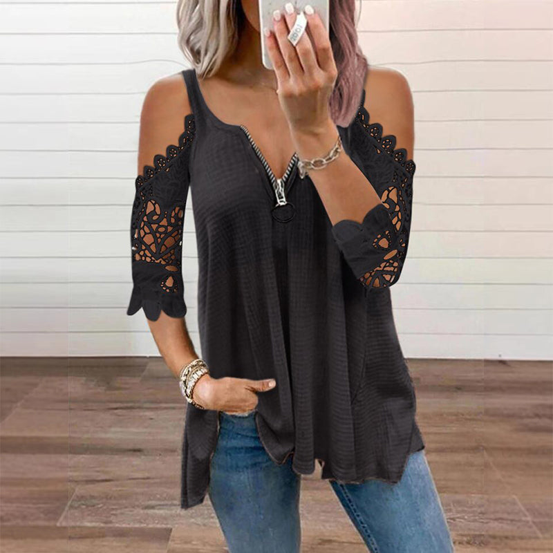 Palchuk - Elegant Bluse I Blonder Med Åbne Skuldre