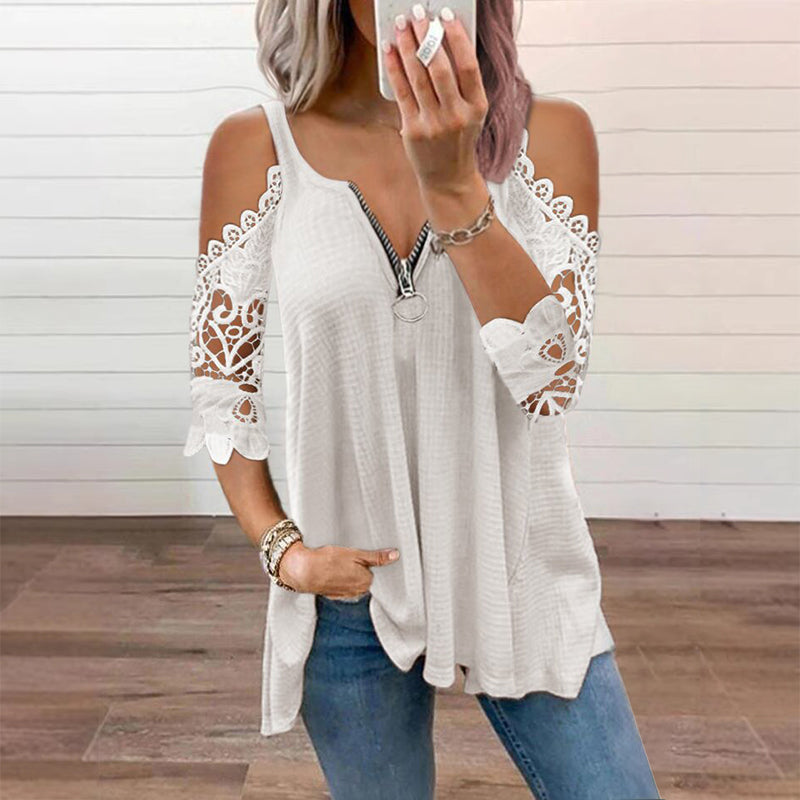 Palchuk - Elegant Bluse I Blonder Med Åbne Skuldre