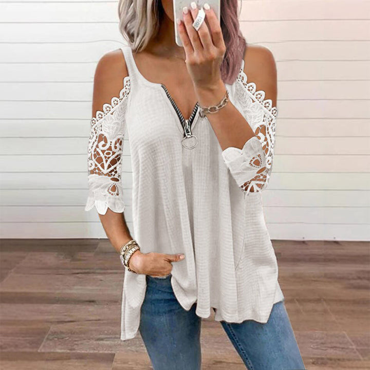 Palchuk - Elegant Bluse I Blonder Med Åbne Skuldre