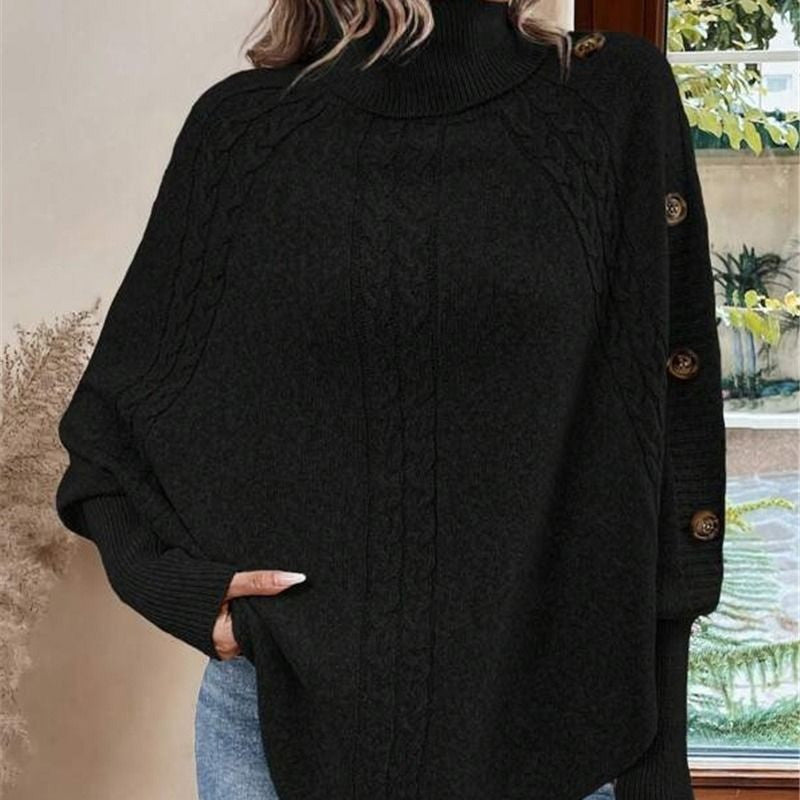 Rylee - Elegant Trøje Med Høj Hals Og Asymmetrisk Kant