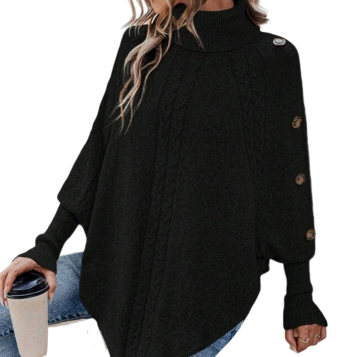 Rylee - Elegant Trøje Med Høj Hals Og Asymmetrisk Kant
