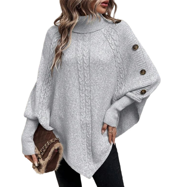 Rylee - Elegant Trøje Med Høj Hals Og Asymmetrisk Kant
